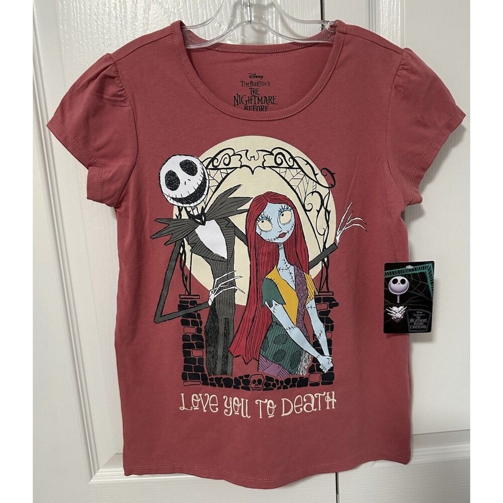 NEW Nightmare Before Christmas Girls Sz 14 T-Shirt Jack Sally Love You to Death